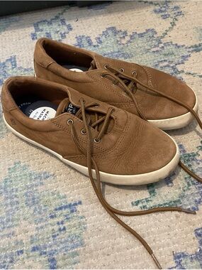 Sperry Brown Leather Kids Sneakers with White Sole